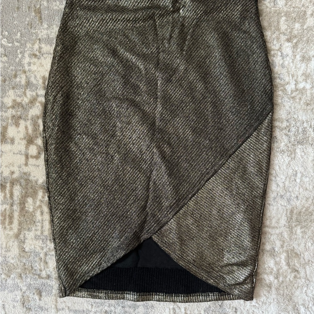 a'gaci Asymmetrical Black and Gold Skirt